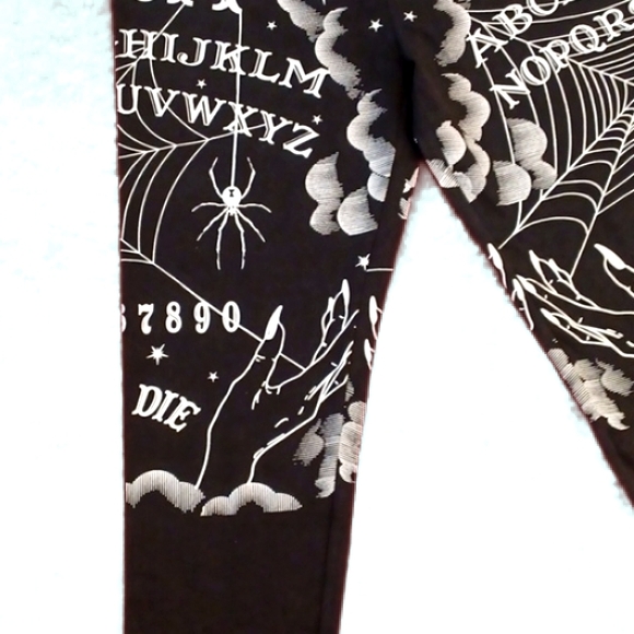 DOLLSKILL TRICKZ N TREATZ CALLING ALL SPIRITS OUIJA LEGGINGS XXL BLACK/WHITE - Picture 3 of 13